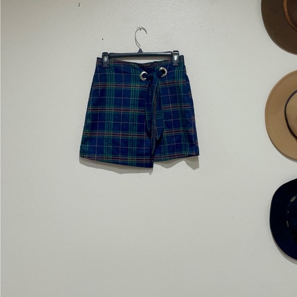 Wild Fable Blue Plaid Mini Skirt with Tie - Picture 1 of 9